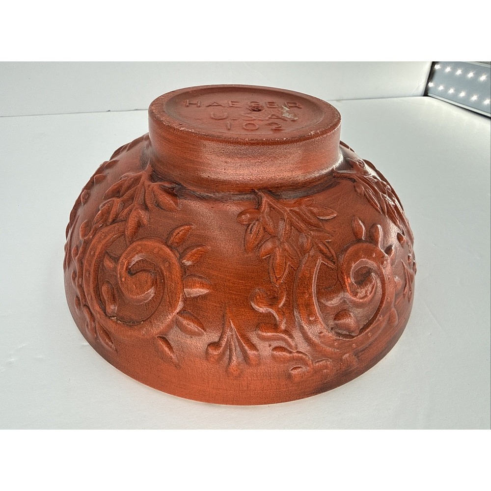 Vintage Royal Haeger Centerpiece‎ Bowl Orange U.S.A. 102 Leaf & Scroll Brown